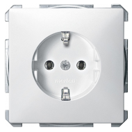 Розетка с заземлением, самозажимные клеммы Merten Antique Полярно - белый (в сборе) 