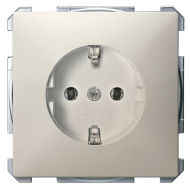 Розетка с заземлением, самозажимные клеммы Merten Antique Бежевый (в сборе) 