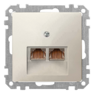 Розетка телефонная двойная 2xRJ11 Merten Antique Бежевый (в сборе) 