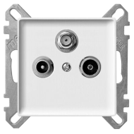 Розетка TV / SAT проходная Merten Antique Полярно - белый (в сборе) 