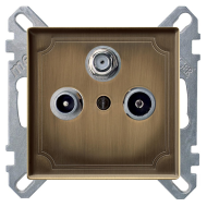 Розетка TV / SAT проходная Merten Antique Античная латунь (в сборе) 