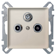 Розетка TV / SAT проходная Merten Antique Бежевый (в сборе) 