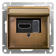 Розетка HDMI Merten Antique Античная латунь (в сборе) 
