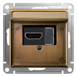 Розетка HDMI Merten Antique Античная латунь (в сборе) 
