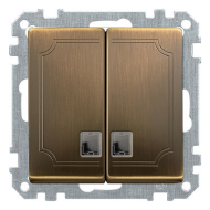 Выключатель двухклавишный с подсветкой Merten Antique Античная латунь (в сборе) 