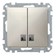 Выключатель двухклавишный с подсветкой Merten Antique Бежевый (в сборе) 