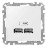 Розетка USB для зарядки устройств Merten Antique Полярно - белый (в сборе) 