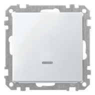 Выключатель одноклавишный с подсветкой Merten Antique Полярно - белый (в сборе) 