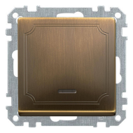 Выключатель одноклавишный с подсветкой Merten Antique Античная латунь (в сборе) 
